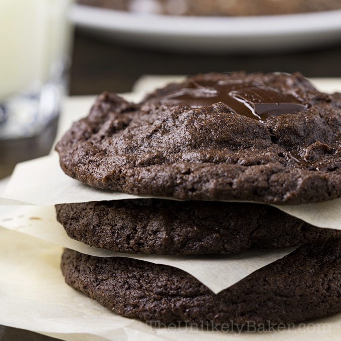 Chewy Double Chocolate Chunk Cookies - The Unlikely Baker