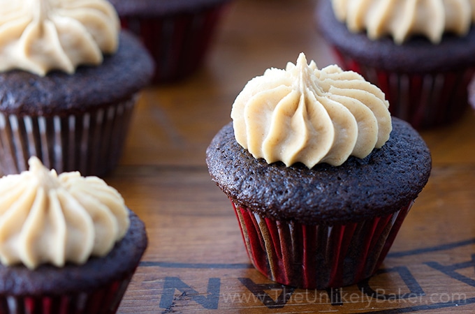 Mini Chocolate Cupcakes with Peanut Butter Frosting