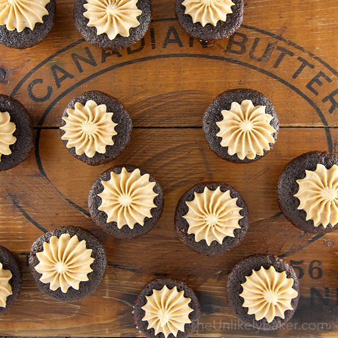 Mini Chocolate Peanut Butter Cupcakes