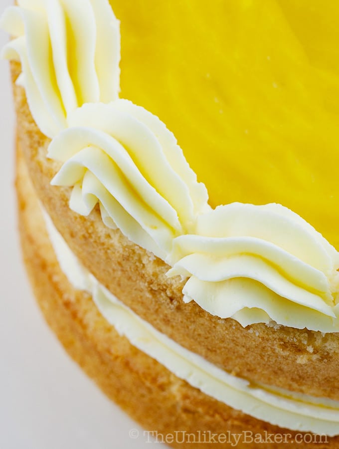Lemon Cake with Lemon Curd Filling and Lemon Buttercream