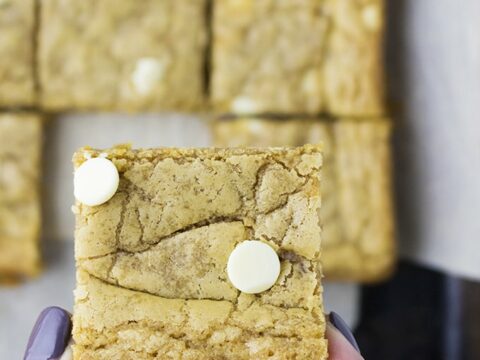 Soft and Chewy Cookie Butter Blondies with White Chocolate Chips