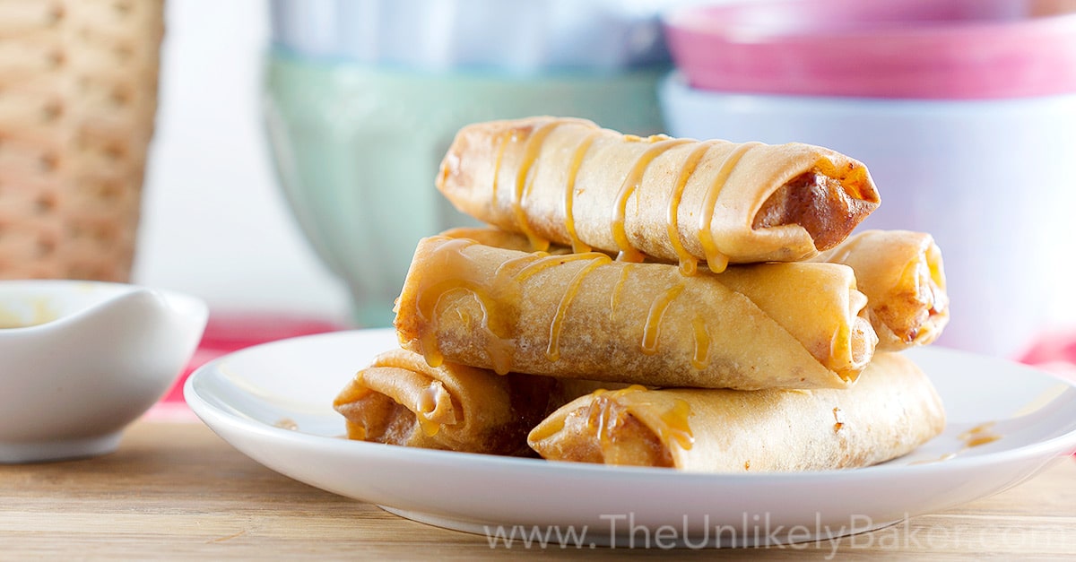 Turon (Filipino Banana Lumpia) with Salted Caramel Sauce The Unlikely