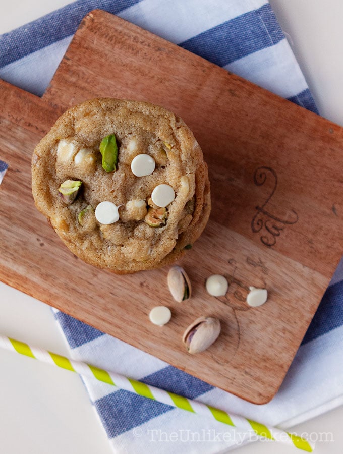 White Chocolate Chip Pistachio Cookies