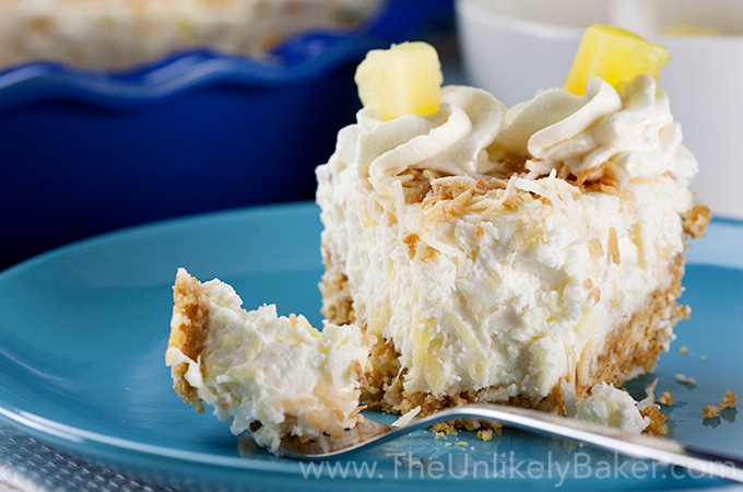 No Bake Pineapple Coconut Cream Pie - The Unlikely Baker®