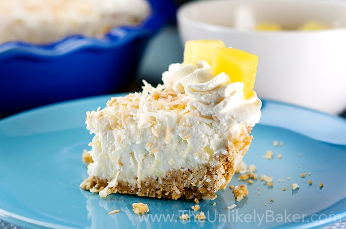 No Bake Pineapple Coconut Cream Pie - The Unlikely Baker®