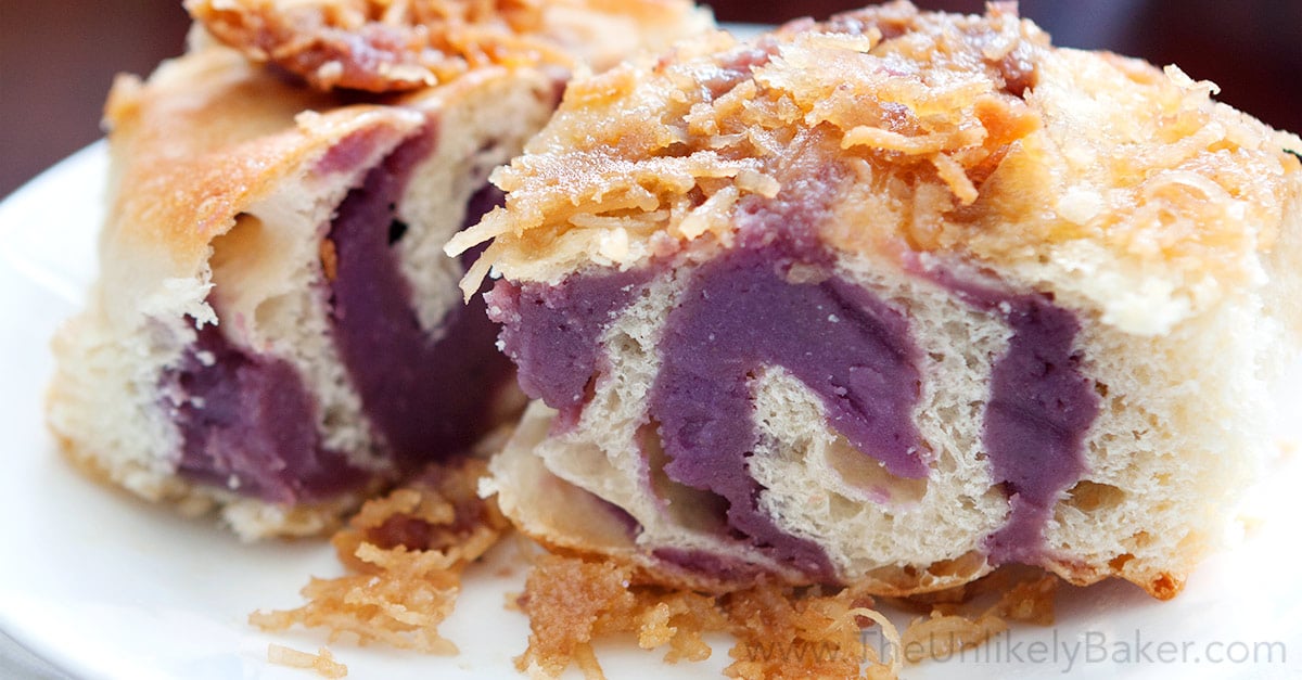 Ube Bread Rolls With Toasted Coconut - The Unlikely Baker