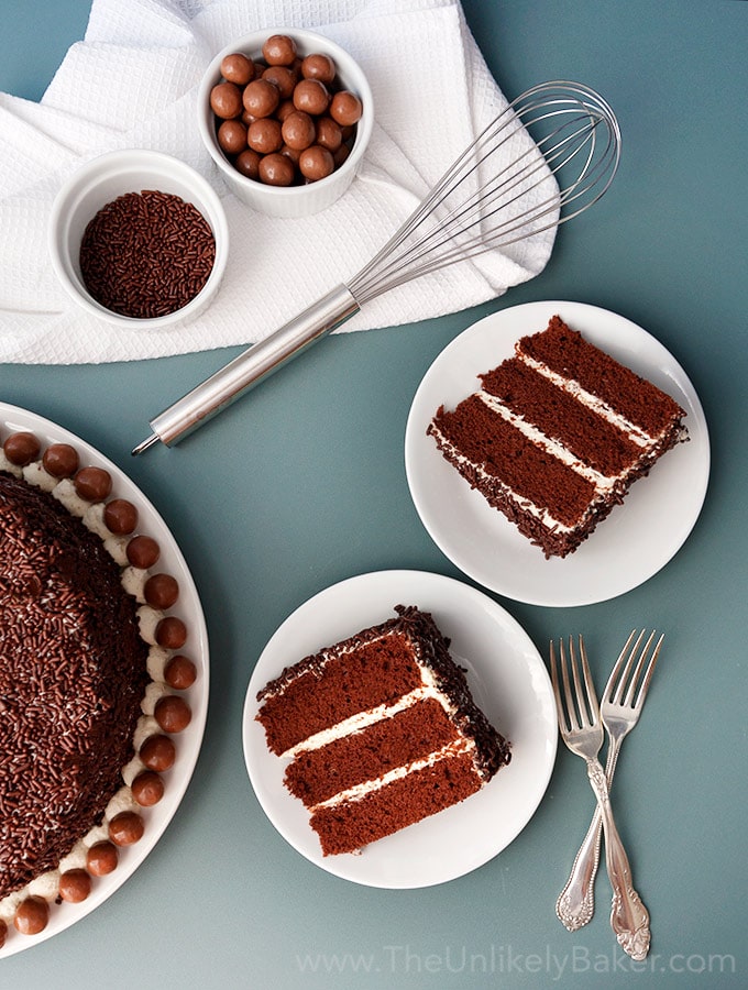 Chocolate Chiffon Cake with Whipped Cream Frosting - The Unlikely Baker