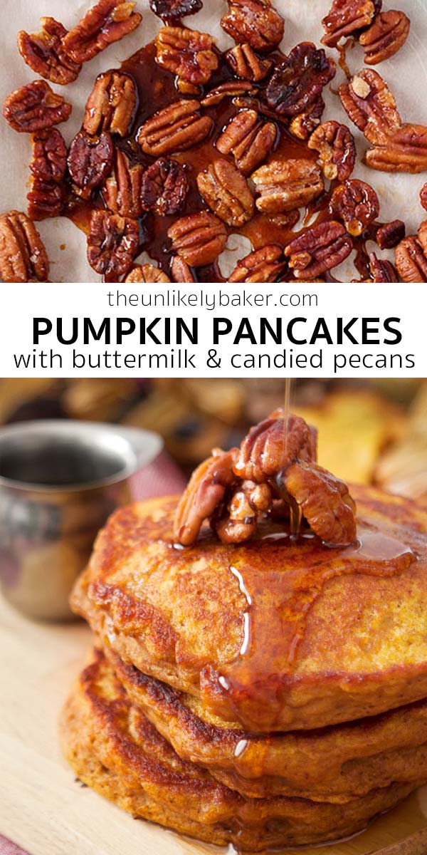 Pumpkin Buttermilk Pancakes With Candied Pecans