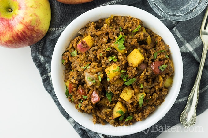 Apple Bulgur Pilaf with Turkey and Walnuts