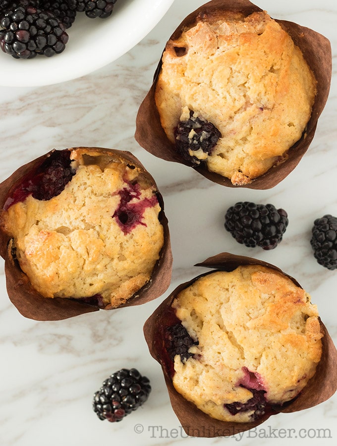 White Chocolate Blackberry Muffins