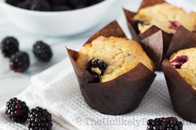 White Chocolate Blackberry Muffins