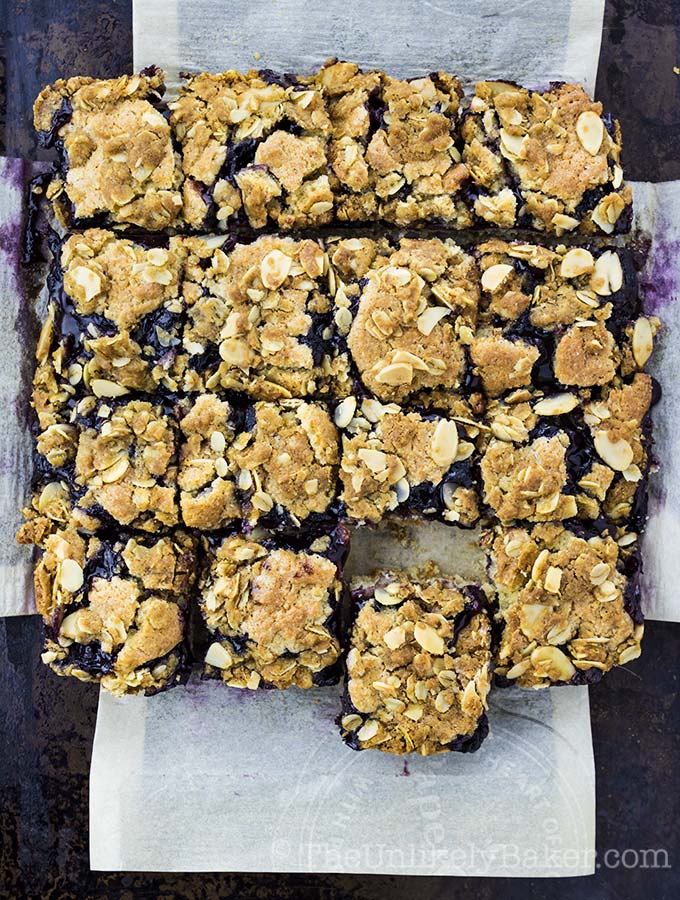 Blueberry Pie Bars with Brown Sugar Oat Crumble