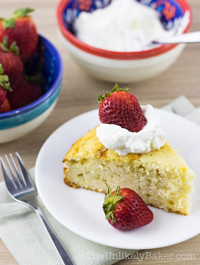 Easy Yogurt Cake with Strawberries and Cream