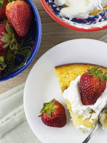 Easy Yogurt Cake with Strawberries and Cream