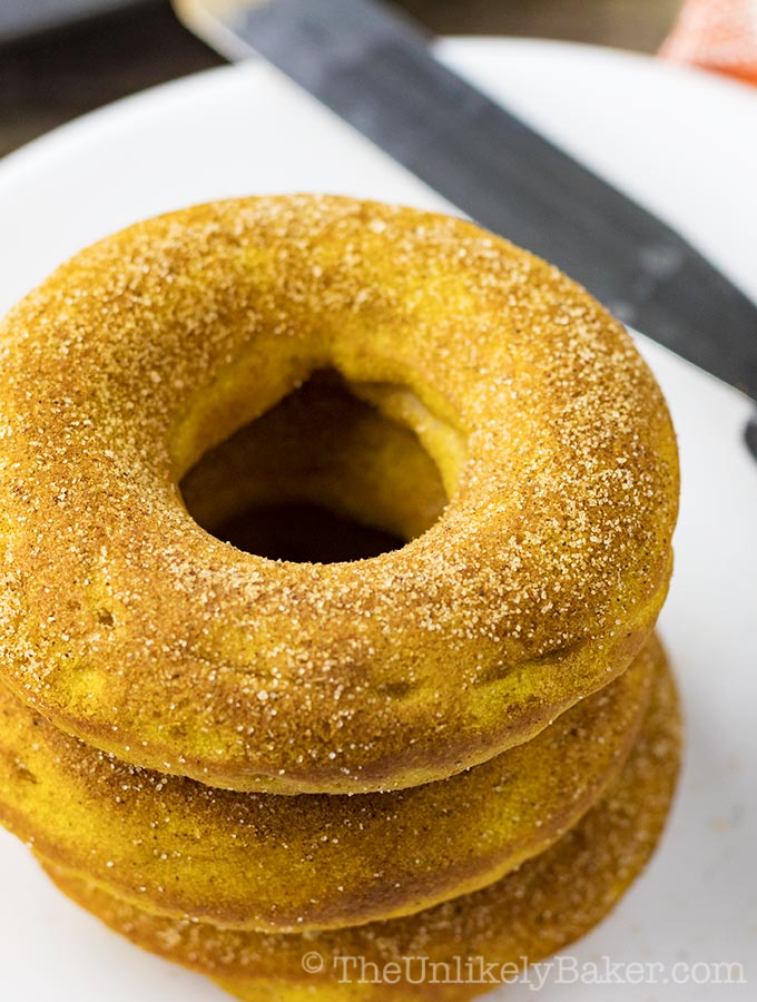 Cinnamon Sugar Baked Pumpkin Donuts (with video)