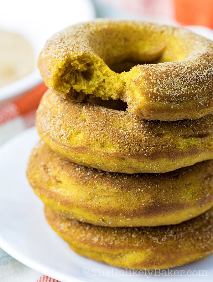 Cinnamon Sugar Baked Pumpkin Donuts (with video)