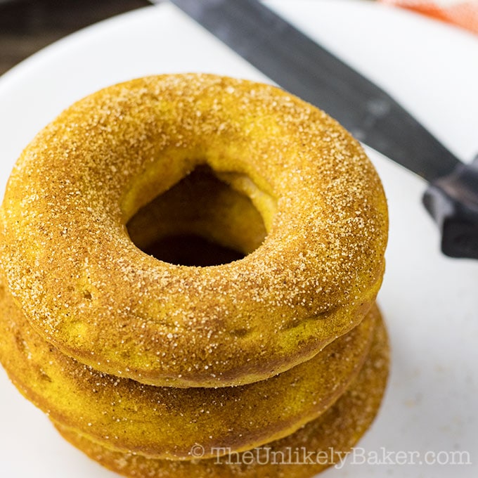 Cinnamon Sugar Baked Pumpkin Donuts (with video)