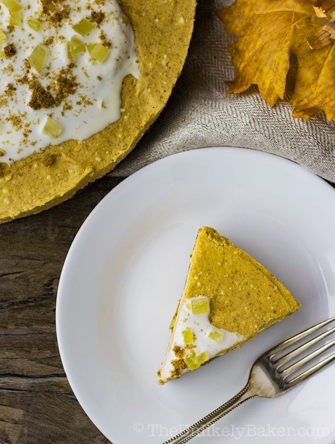 No-Bake Pumpkin Cheesecake with Gingersnap Crust