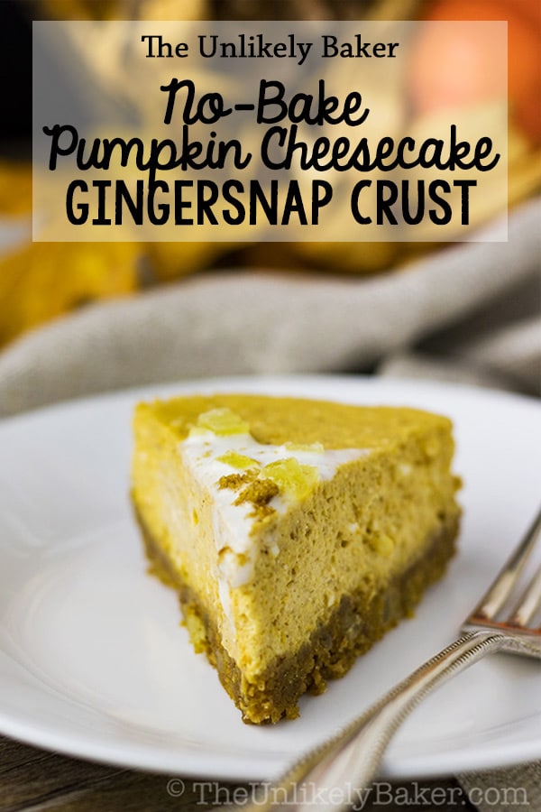No-Bake Pumpkin Cheesecake with Gingersnap Crust