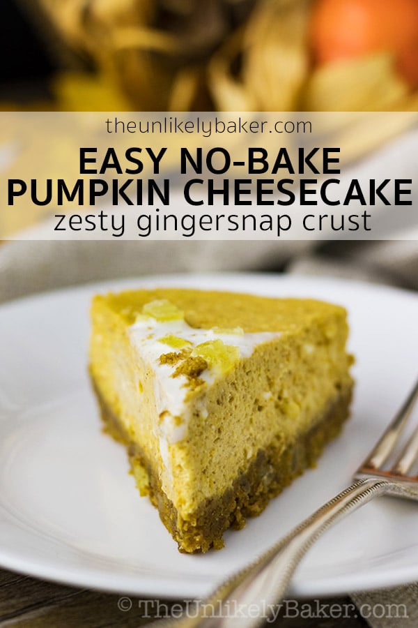 No-Bake Pumpkin Cheesecake with Gingersnap Crust