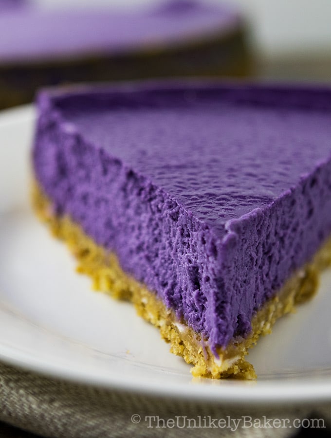 Ube Cheesecake with Coconut Cookie Crust and Coconut Whipped Cream (Video)