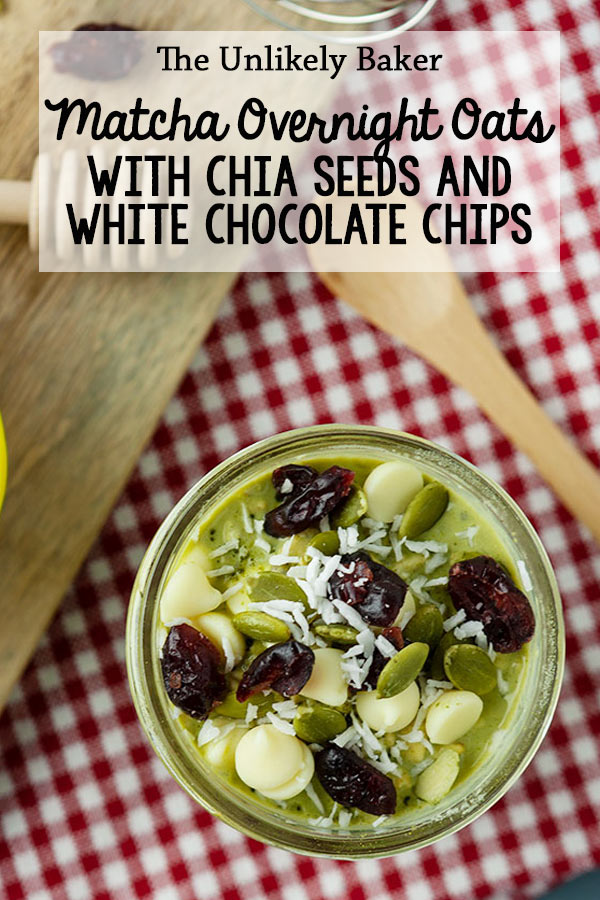 Matcha Overnight Oats with Chia and White Chocolate Chips