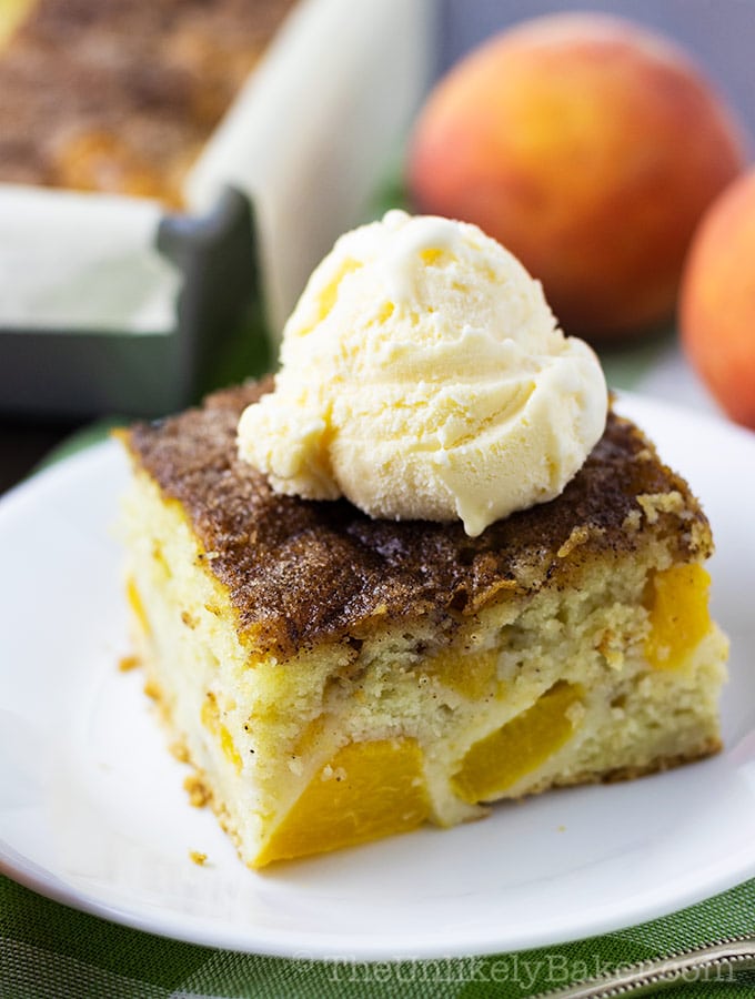 Sour Cream Peach Cake - Made with Fresh Peaches!