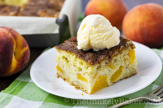 Sour Cream Peach Cake - Made with Fresh Peaches!