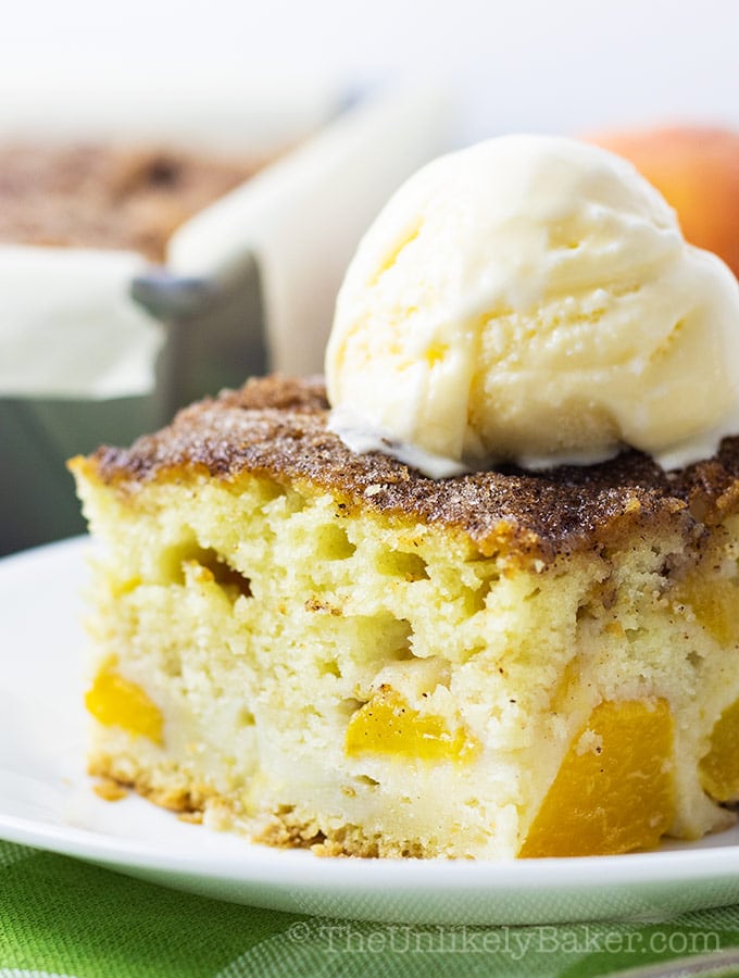 Sour Cream Peach Cake - Made with Fresh Peaches!