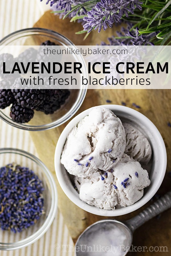 Pin for Blackberry Lavender Ice Cream.