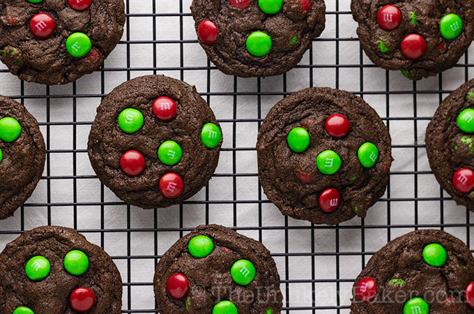 M&Ms Double Chocolate Cookies