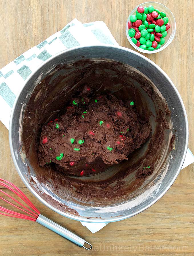 How to make double chocolate M&M cookies