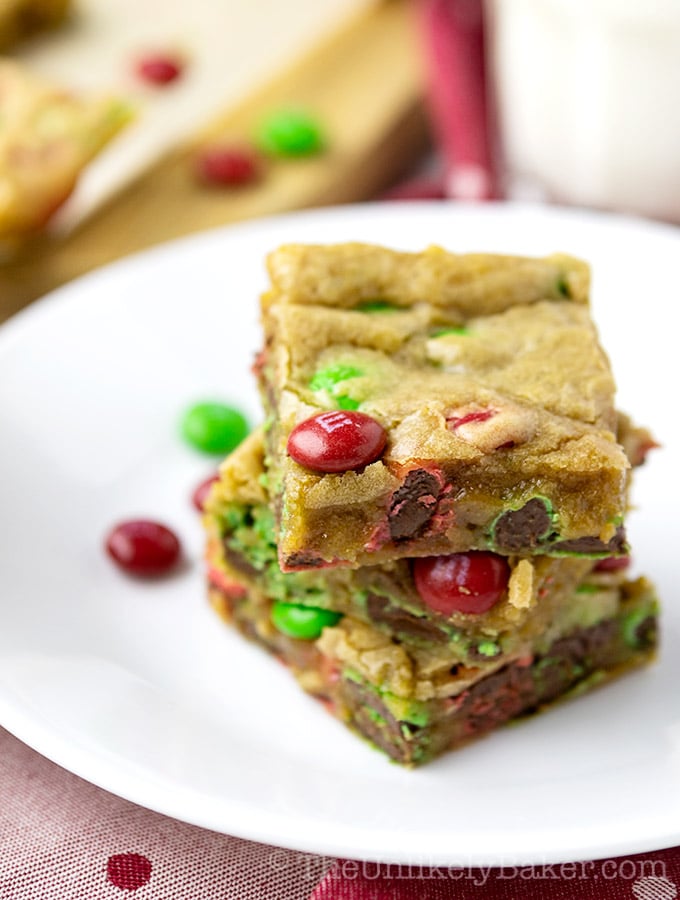 M&M Cookie Bars Video Recipe - The Unlikely Baker®