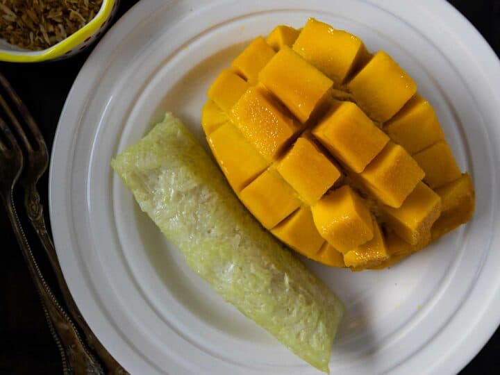 Suman with sweet mango dessert.