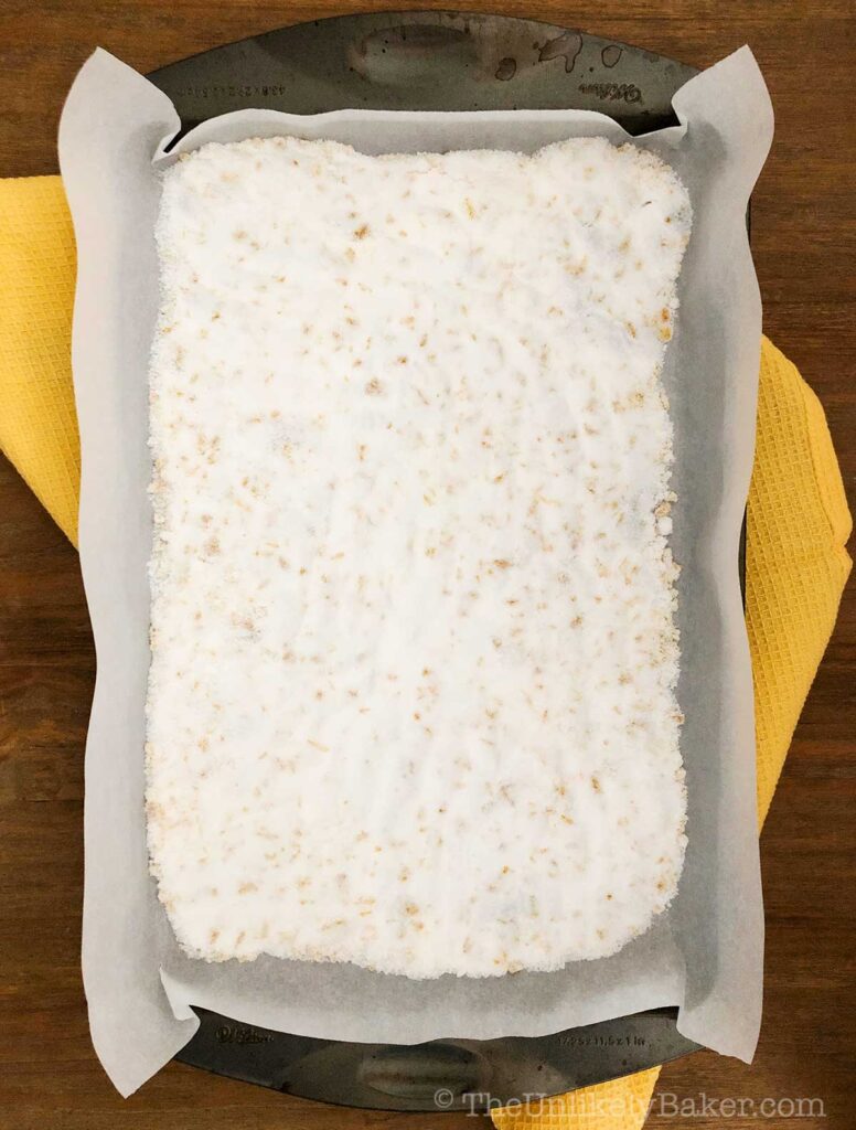 Lemon sugar mixture on baking pan
