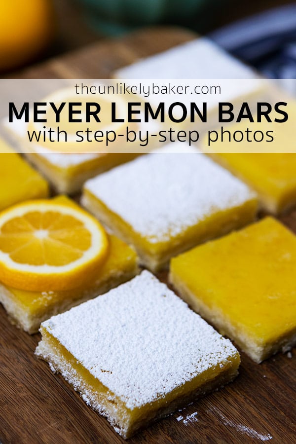 Pin for Meyer Lemon Bars Recipe.