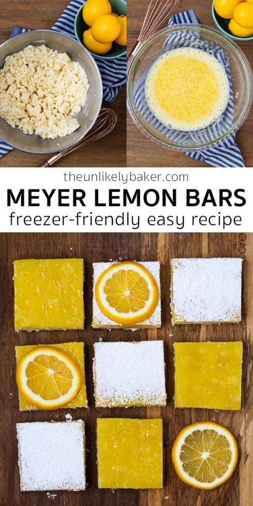 Pin for Meyer Lemon Bars Recipe.