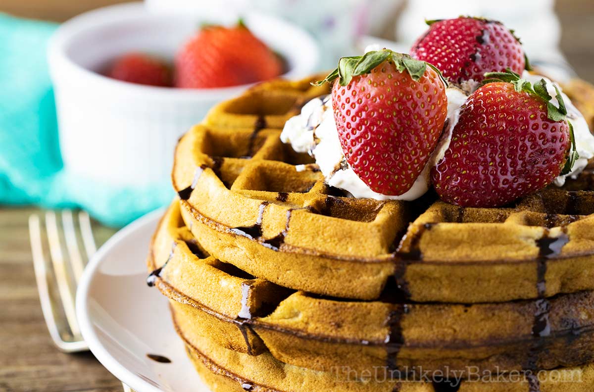 Strawberry Waffles with Chocolate Chips