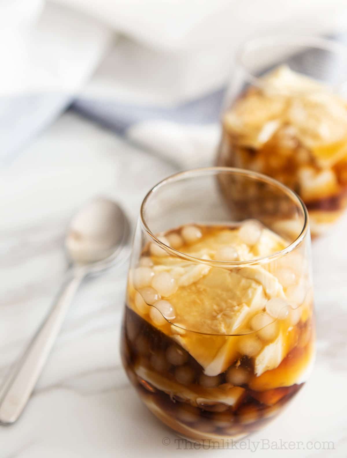 Freshly made taho in a glass.