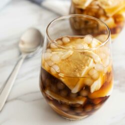 Filipino taho in a glass.