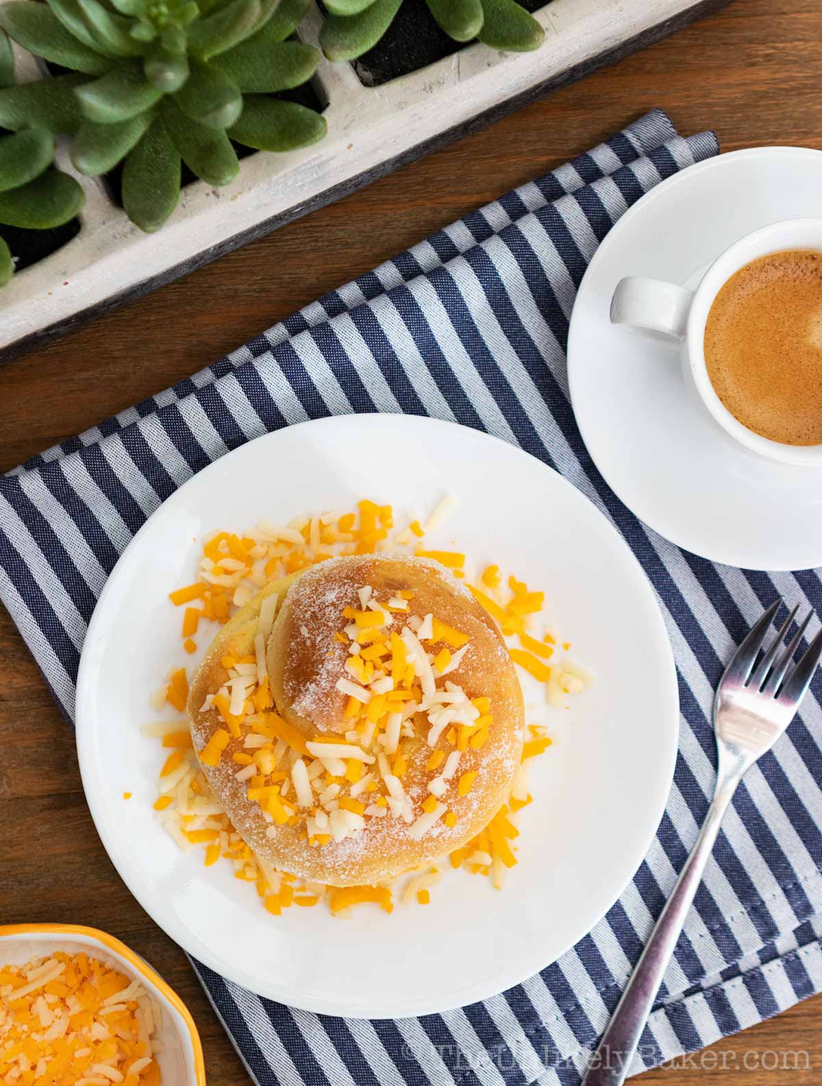 Ensaymada Filipino bread with a cup of coffee