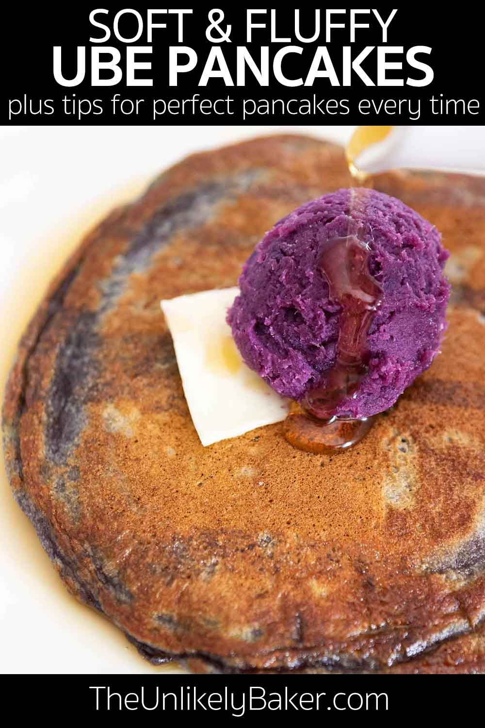 Ube Pancakes Soft Fluffy Filipino Pancake Recipe The Unlikely Baker