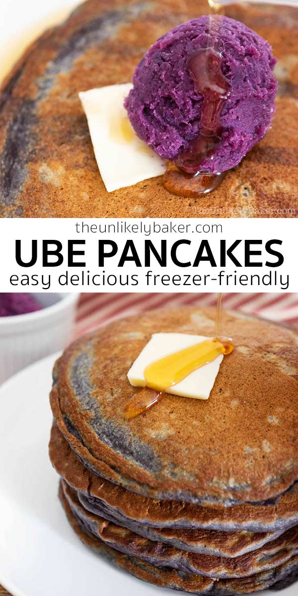 Ube Pancakes - Soft Fluffy Filipino Pancake Recipe - The Unlikely Baker®