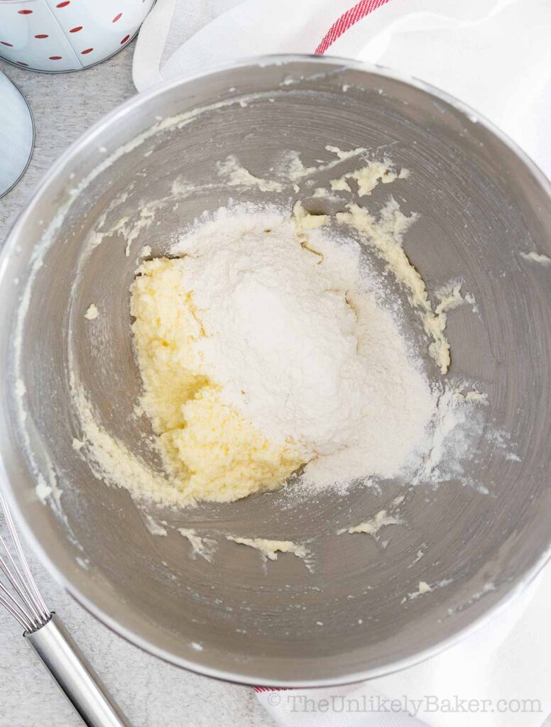 Flour added to butter mixture