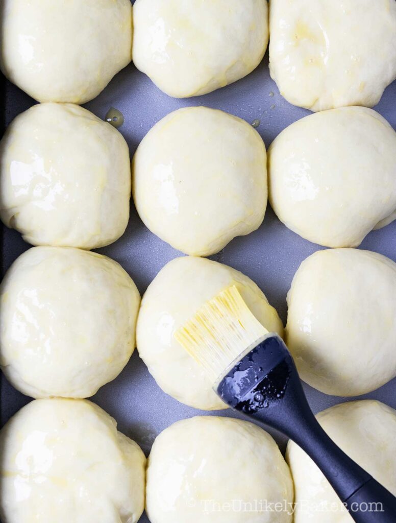 pan de coco dough brushed with egg wash