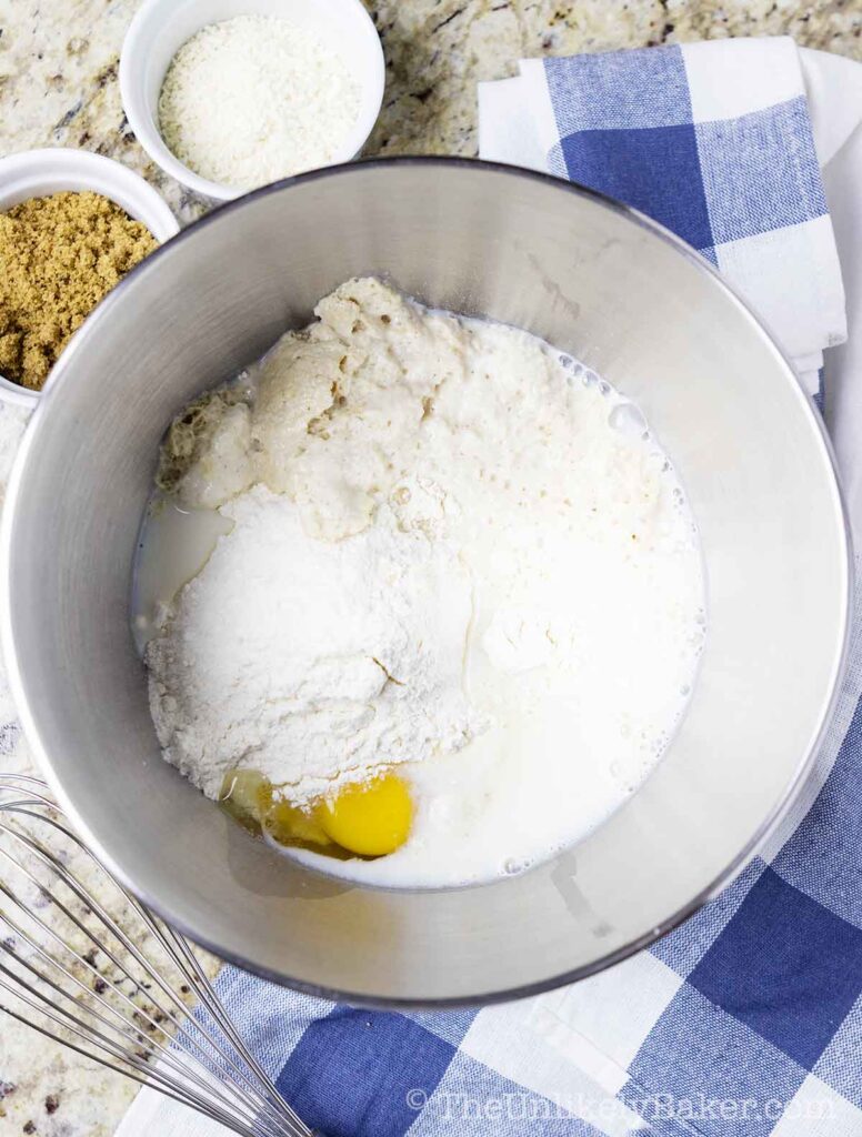 pan de coco ingredients in a bowl