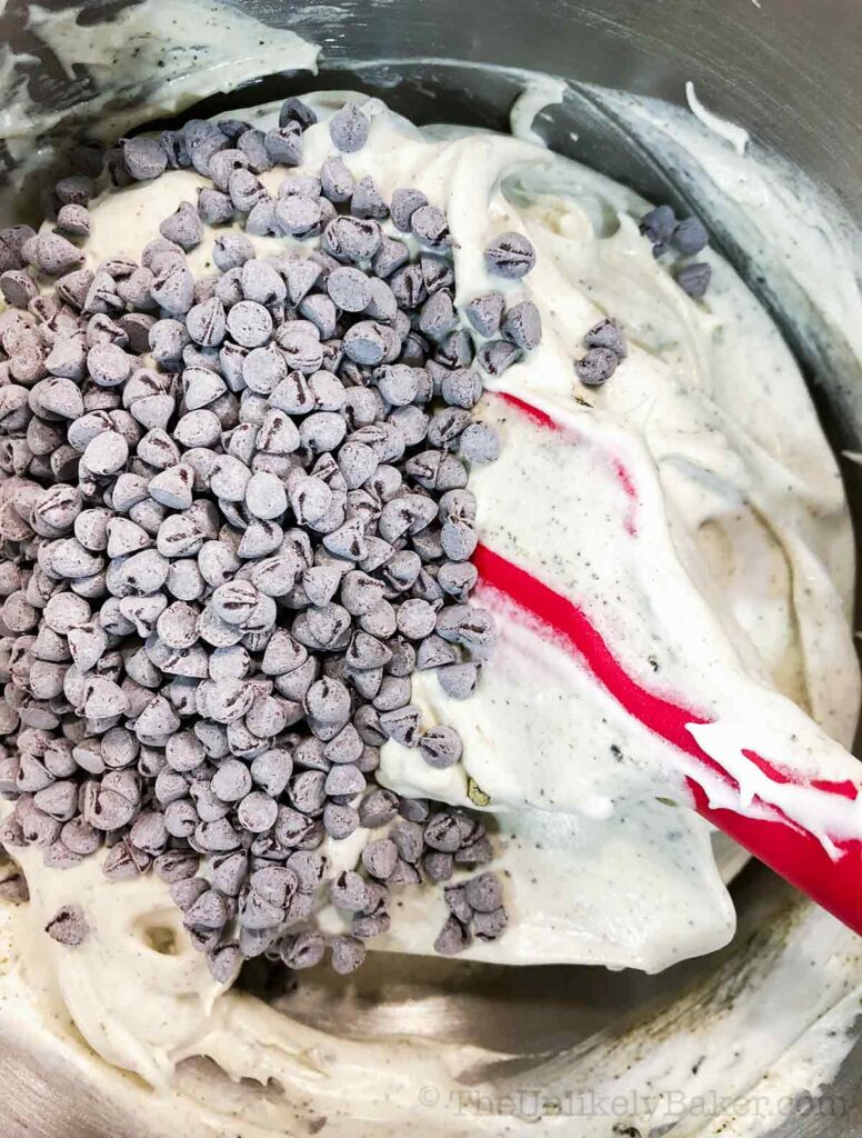 matcha cookie dough with chocolate chips