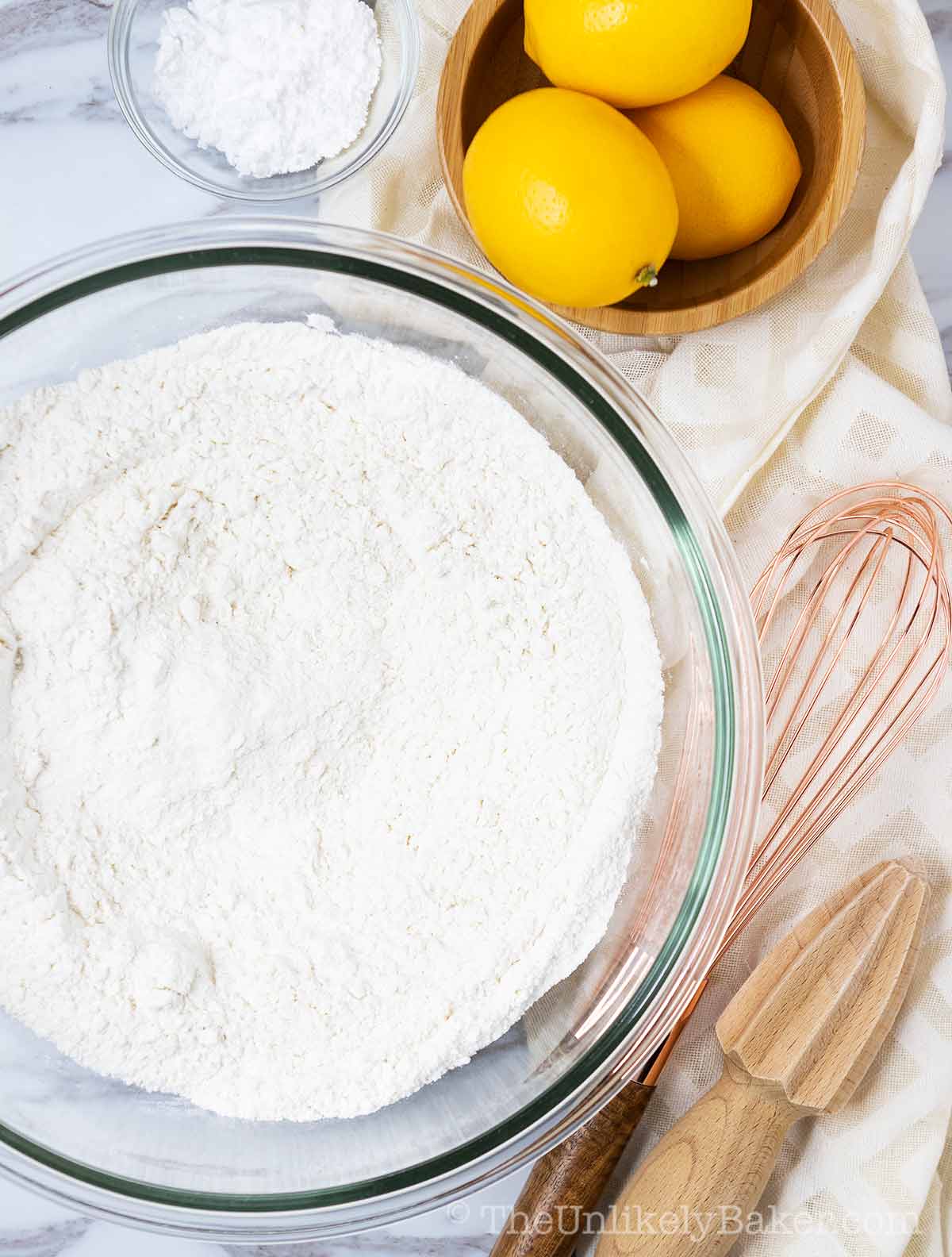 Flour mixture in a bowl.