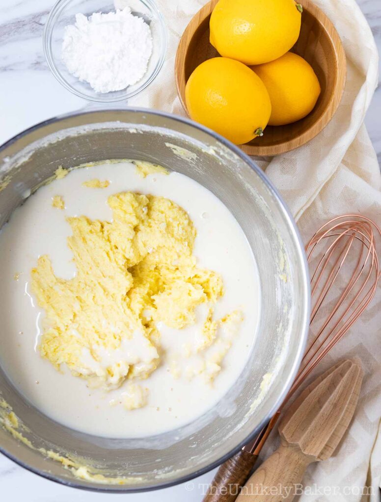lemon cake batter with buttermilk