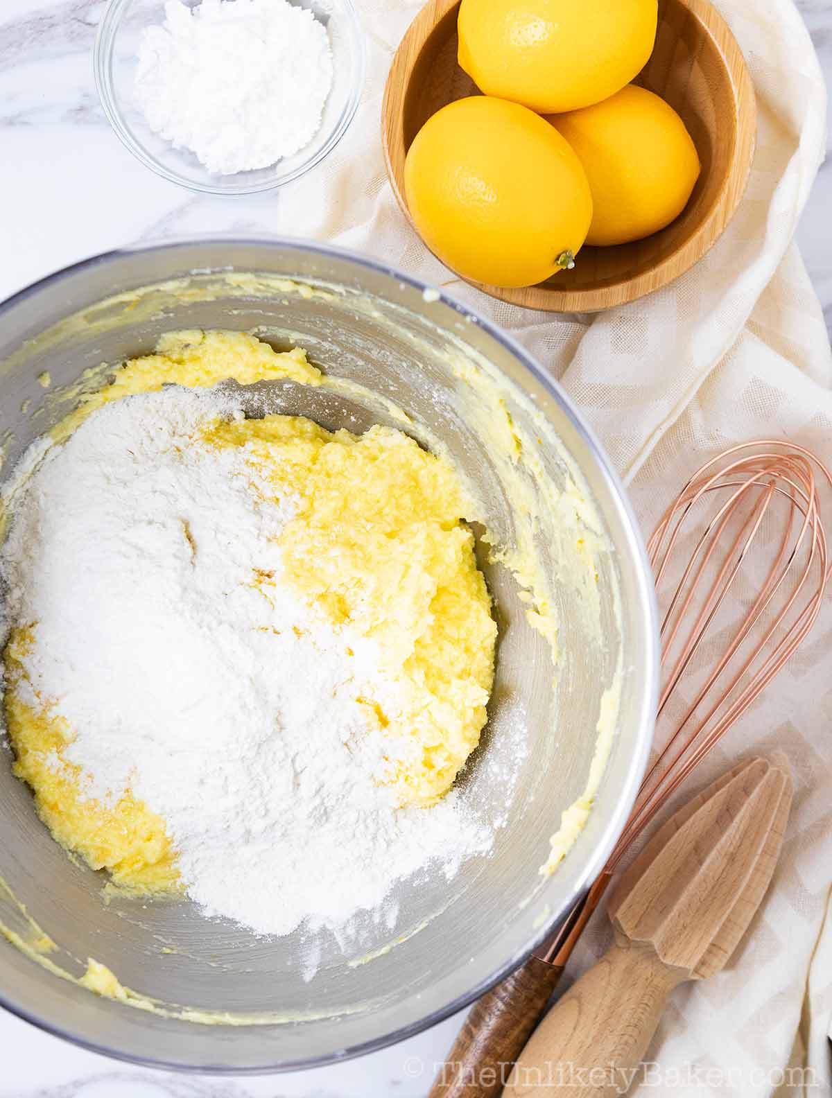 lemon cake batter with flour